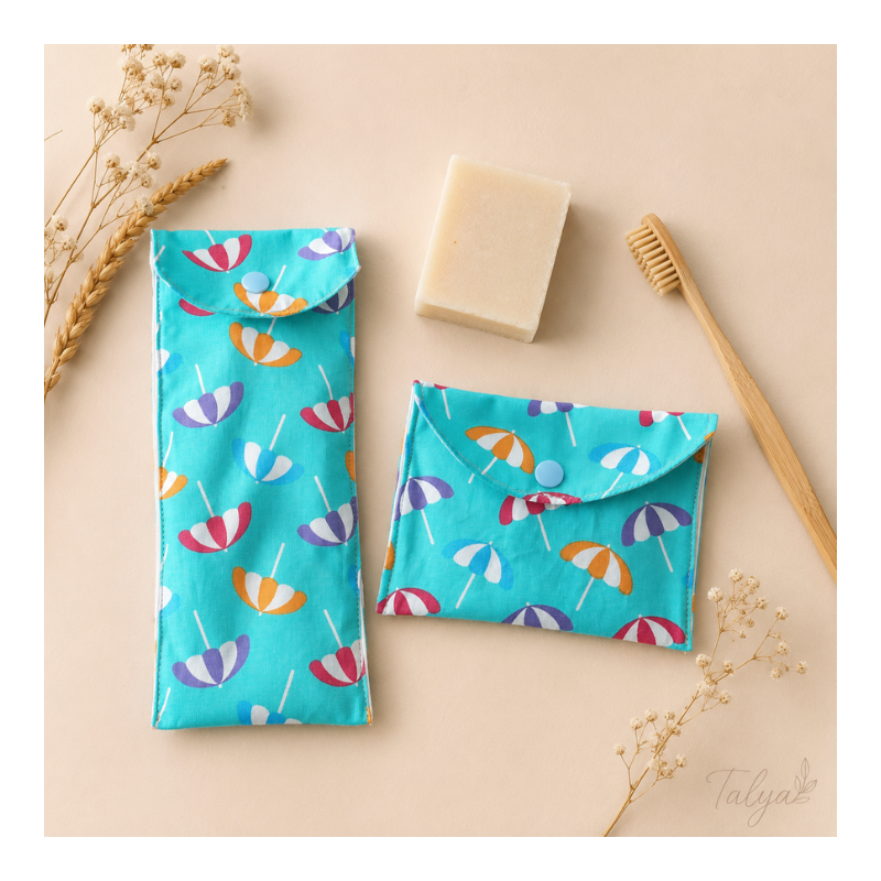 Duo étui à savon & brosse à dents – Parasol Turquoise