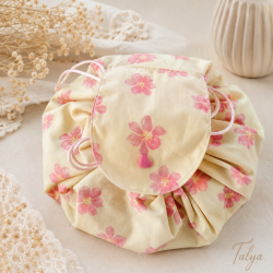 Pochette bourse fleurie fait main Sakura Rose Talya