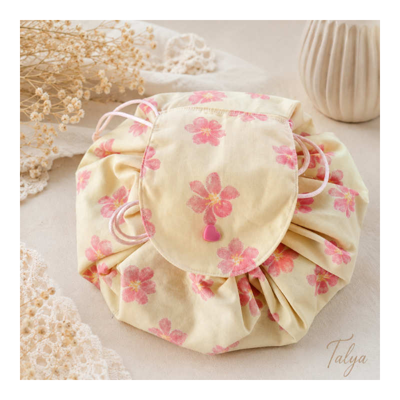 Pochette bourse fleurie fait main Sakura Rose Talya