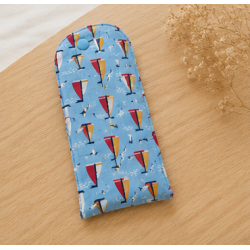Étui à lunettes en coton bleu motifs voiliers