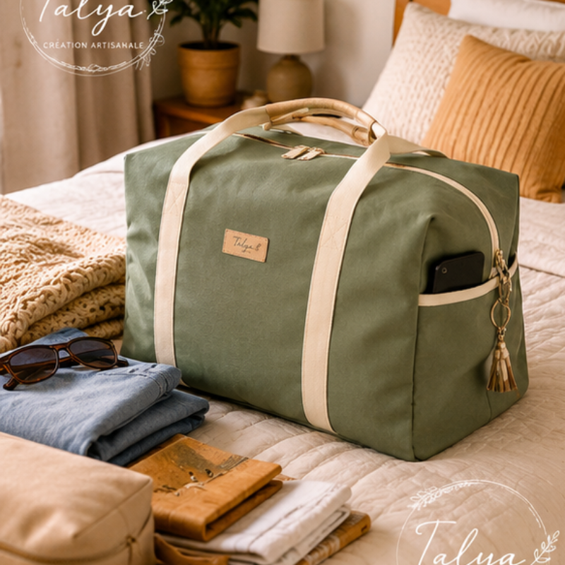Sac Week-end Vert Sauge fait main Talya
